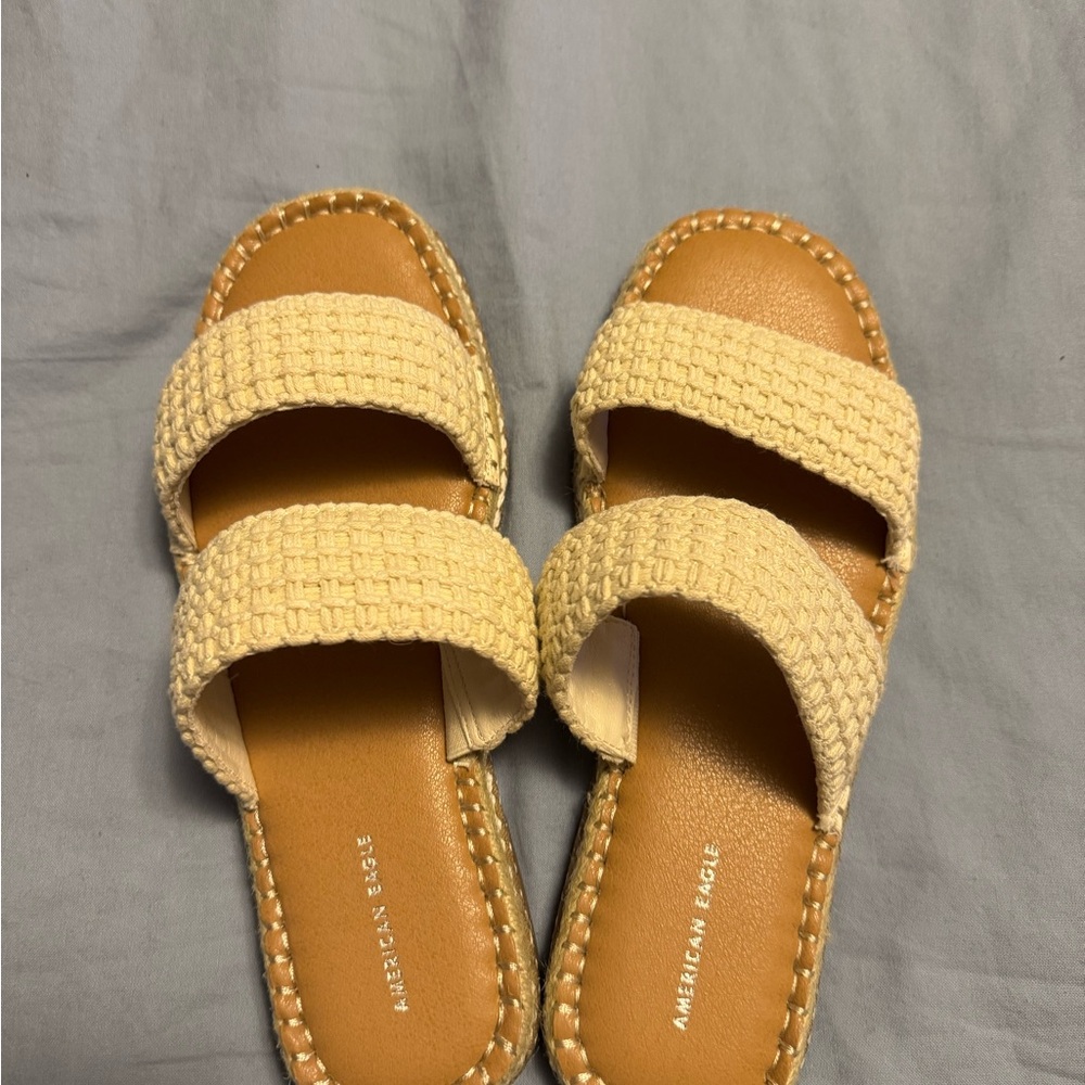 American Eagle Outfitters Cream Woven Sandals - Picture 2 of 4